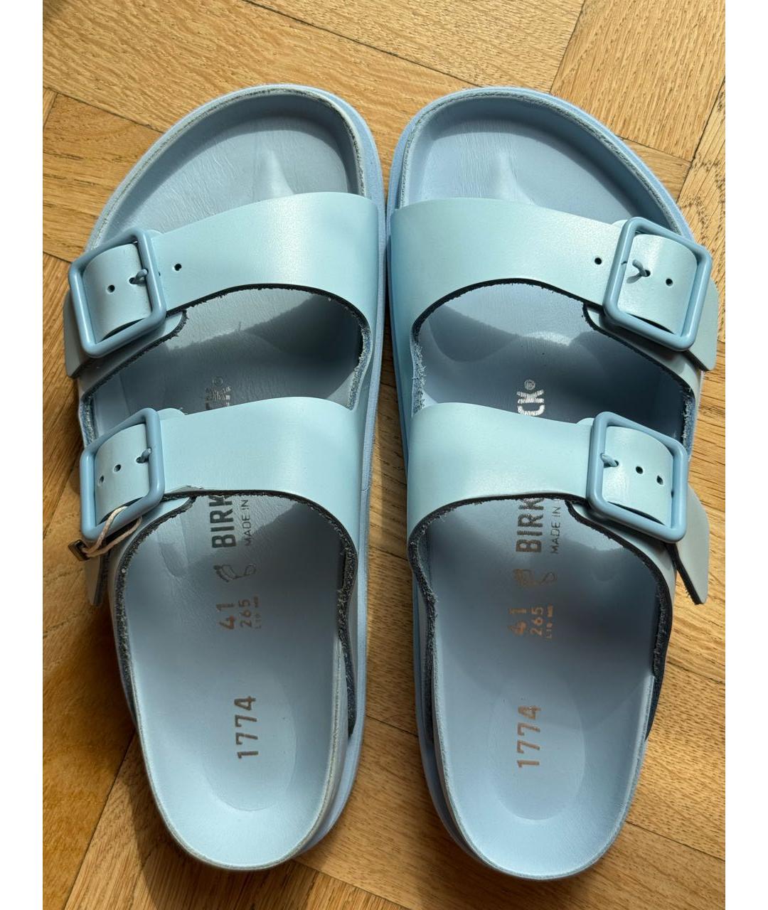 BIRKENSTOCK Голубые кожаные сандалии, фото 6
