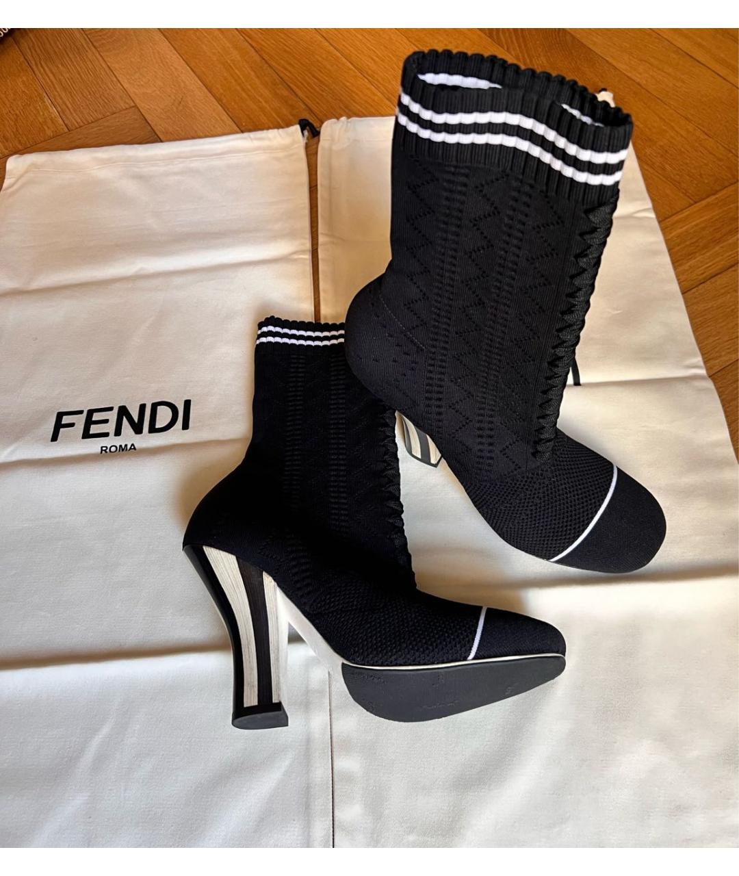 FENDI Черные текстильные полусапоги, фото 8