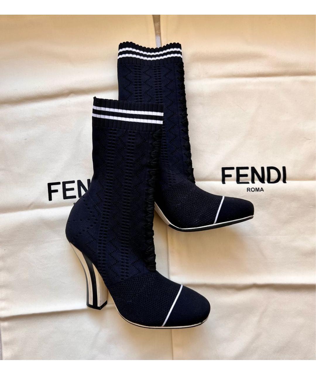 FENDI Черные текстильные полусапоги, фото 5