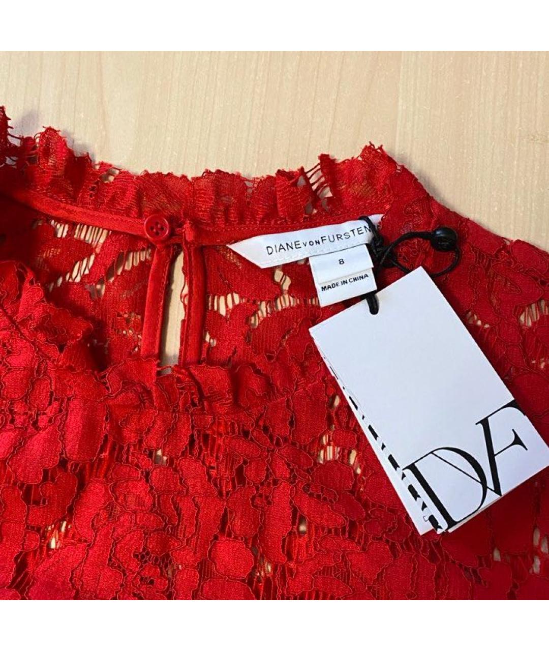 DIANE VON FURSTENBERG Красное хлопковое коктейльное платье, фото 4