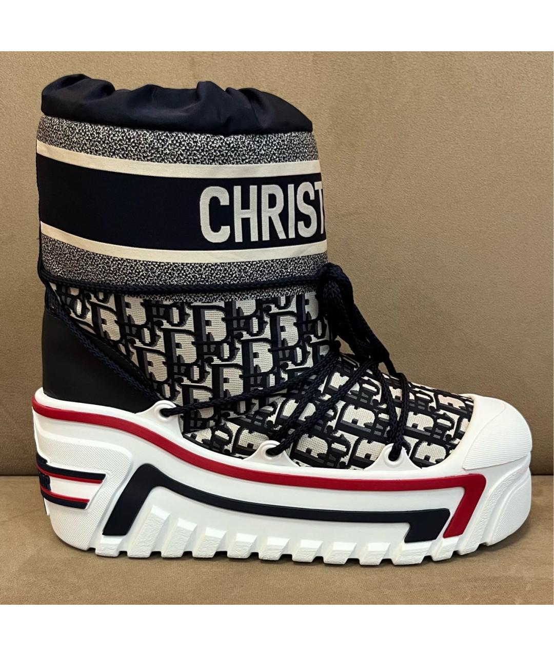 CHRISTIAN DIOR Темно-синие текстильные ботинки, фото 9