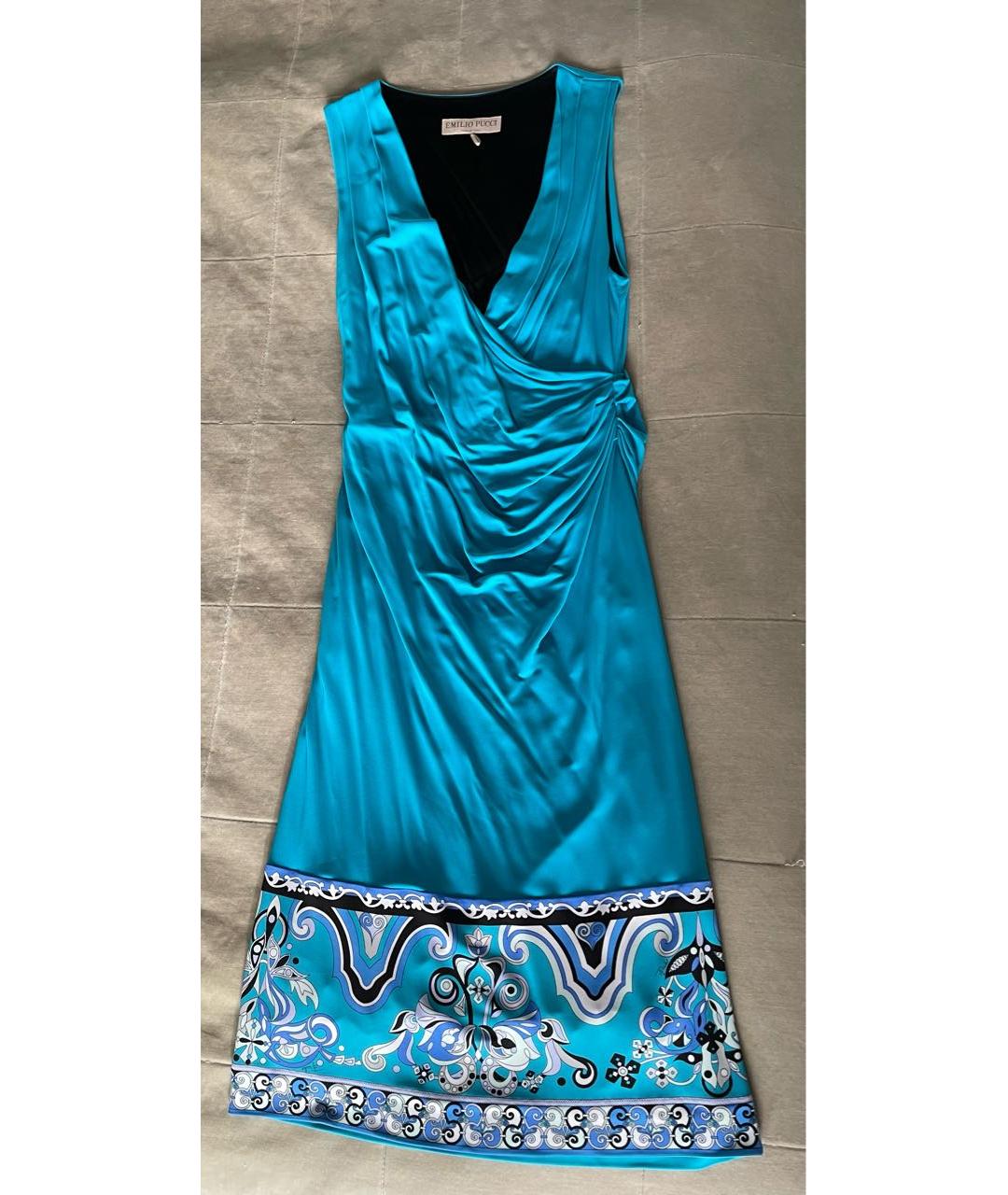 EMILIO PUCCI Синее вискозное коктейльное платье, фото 4
