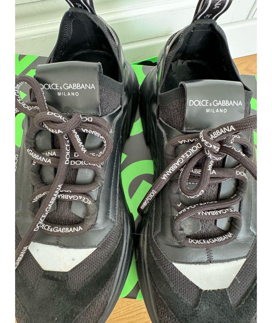 DOLCE&GABBANA Черные нубуковые кроссовки, фото 6