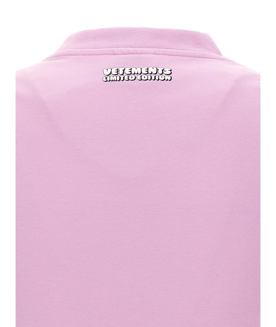 VETEMENTS Розовая хлопковая футболка, фото 4