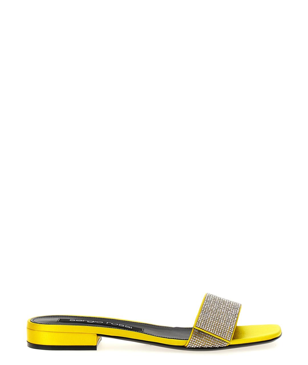 SERGIO ROSSI Желтые текстильные сандалии, фото 1