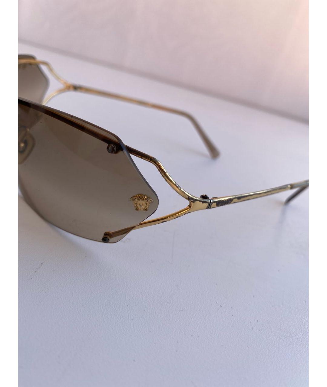 VERSACE Золотые металлические солнцезащитные очки, фото 2