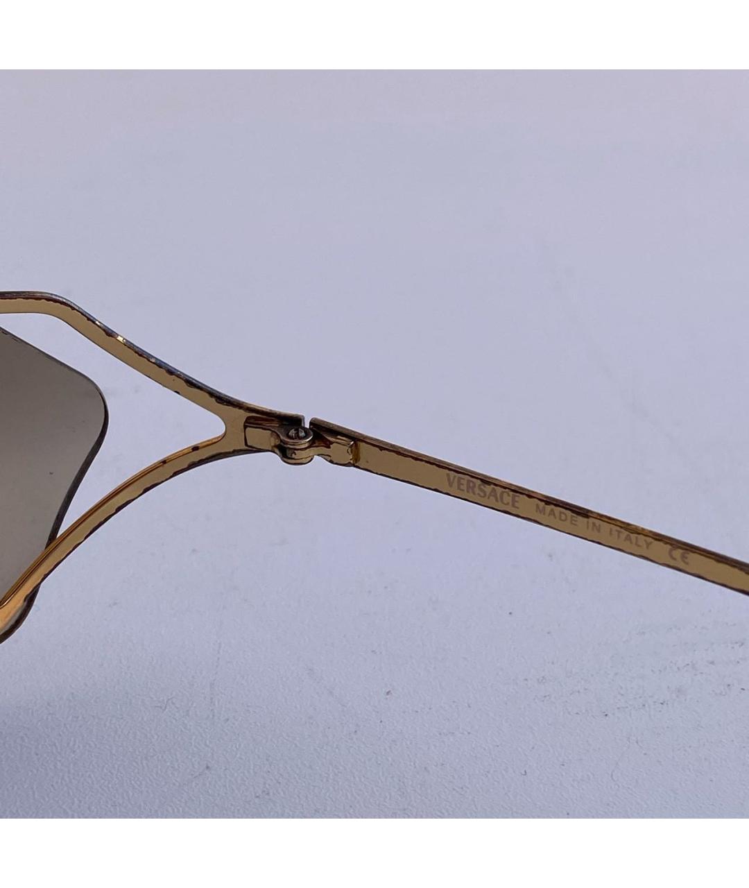 VERSACE Золотые металлические солнцезащитные очки, фото 3