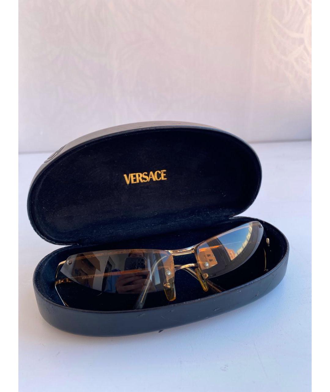 VERSACE Золотые металлические солнцезащитные очки, фото 4