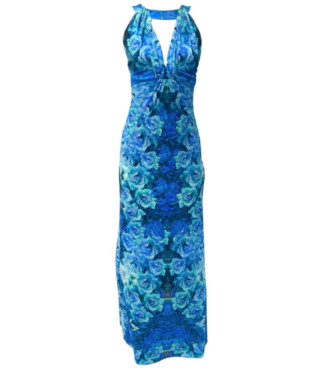 ROBERTO CAVALLI Синее синтетическое вечернее платье, фото 1