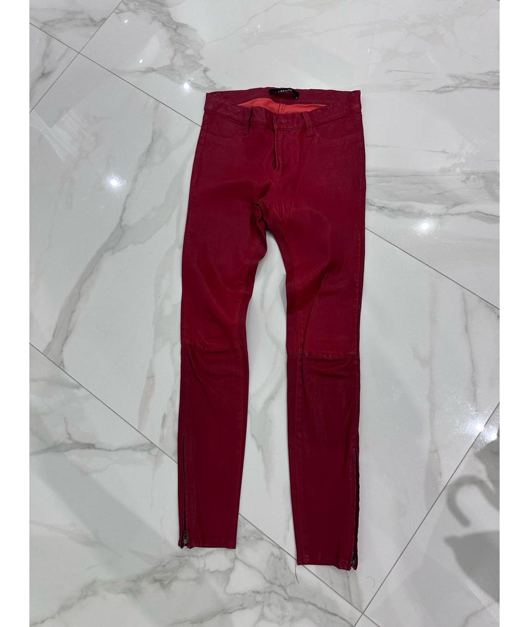 JBRAND Красные кожаные брюки узкие, фото 6