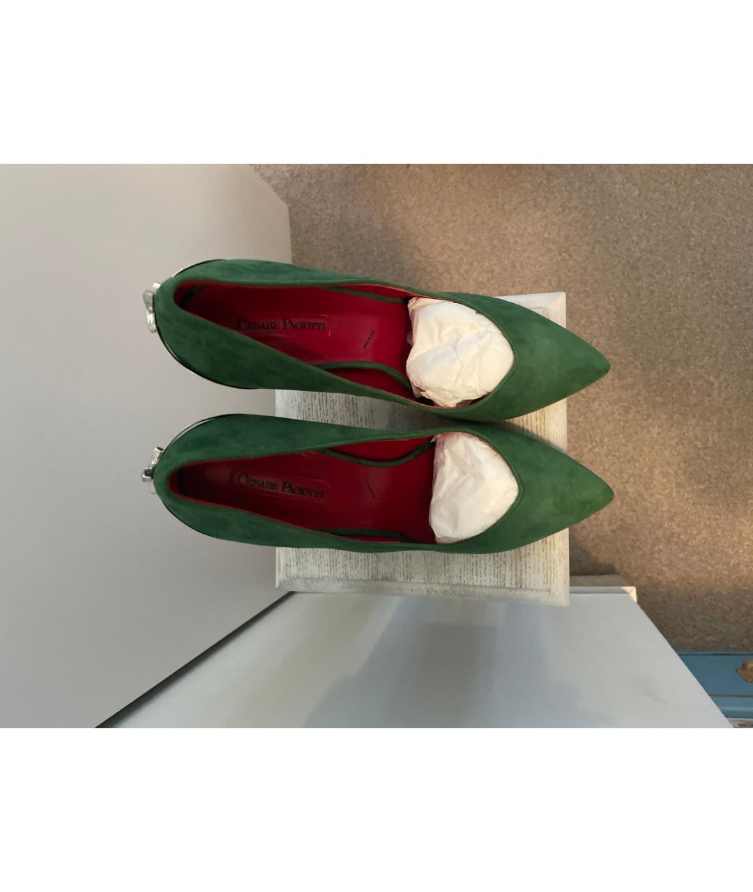 CESARE PACIOTTI Зеленые замшевые туфли, фото 3