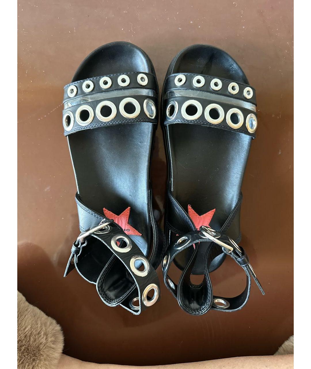 DIESEL Черные кожаные сандалии, фото 4