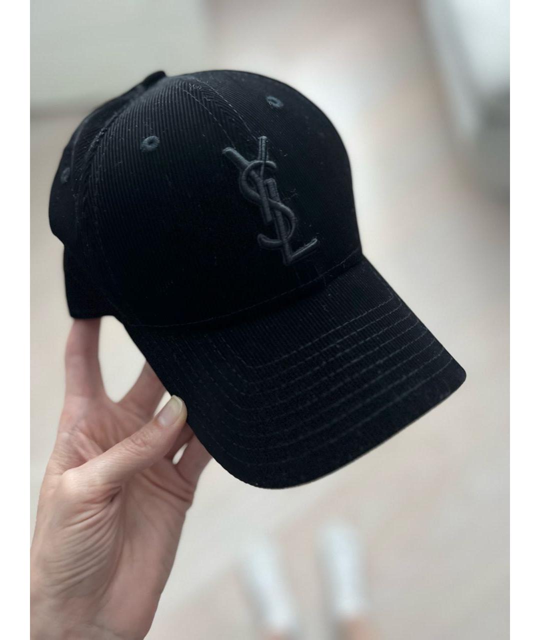 SAINT LAURENT Черная бархатная кепка, фото 6