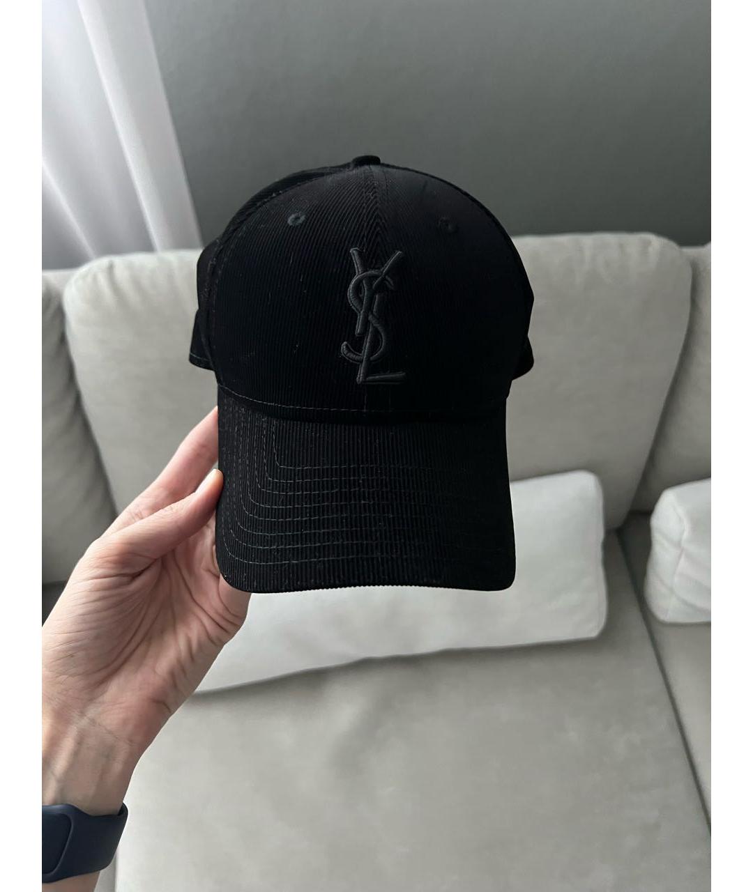 SAINT LAURENT Черная бархатная кепка, фото 3