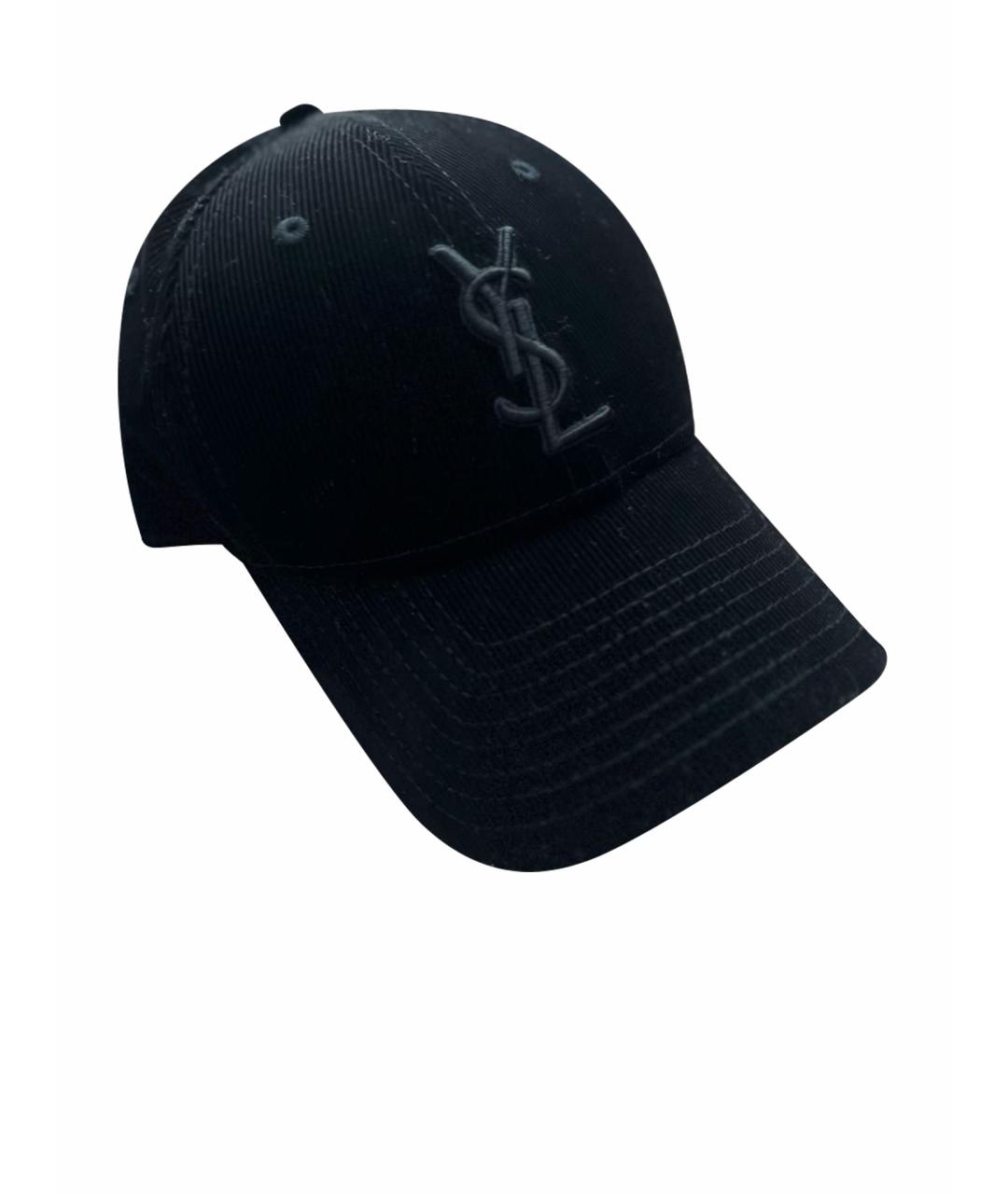 SAINT LAURENT Черная бархатная кепка, фото 1