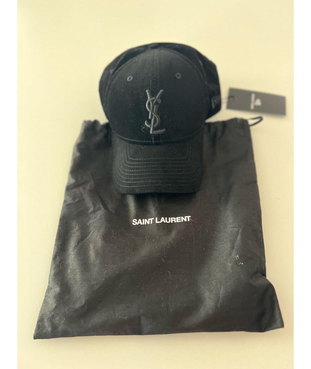 SAINT LAURENT Черная бархатная кепка, фото 4