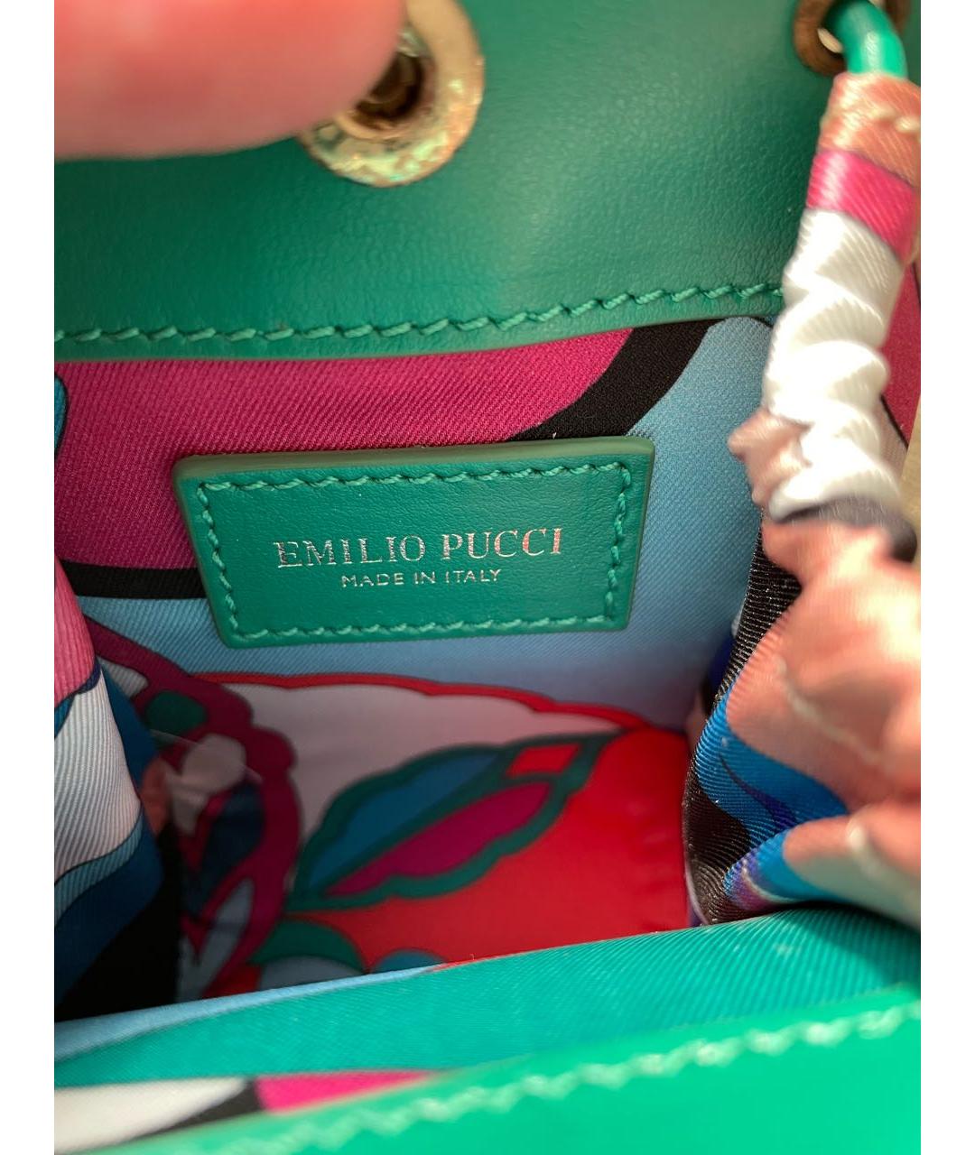 EMILIO PUCCI Зеленая кожаная сумка с короткими ручками, фото 4