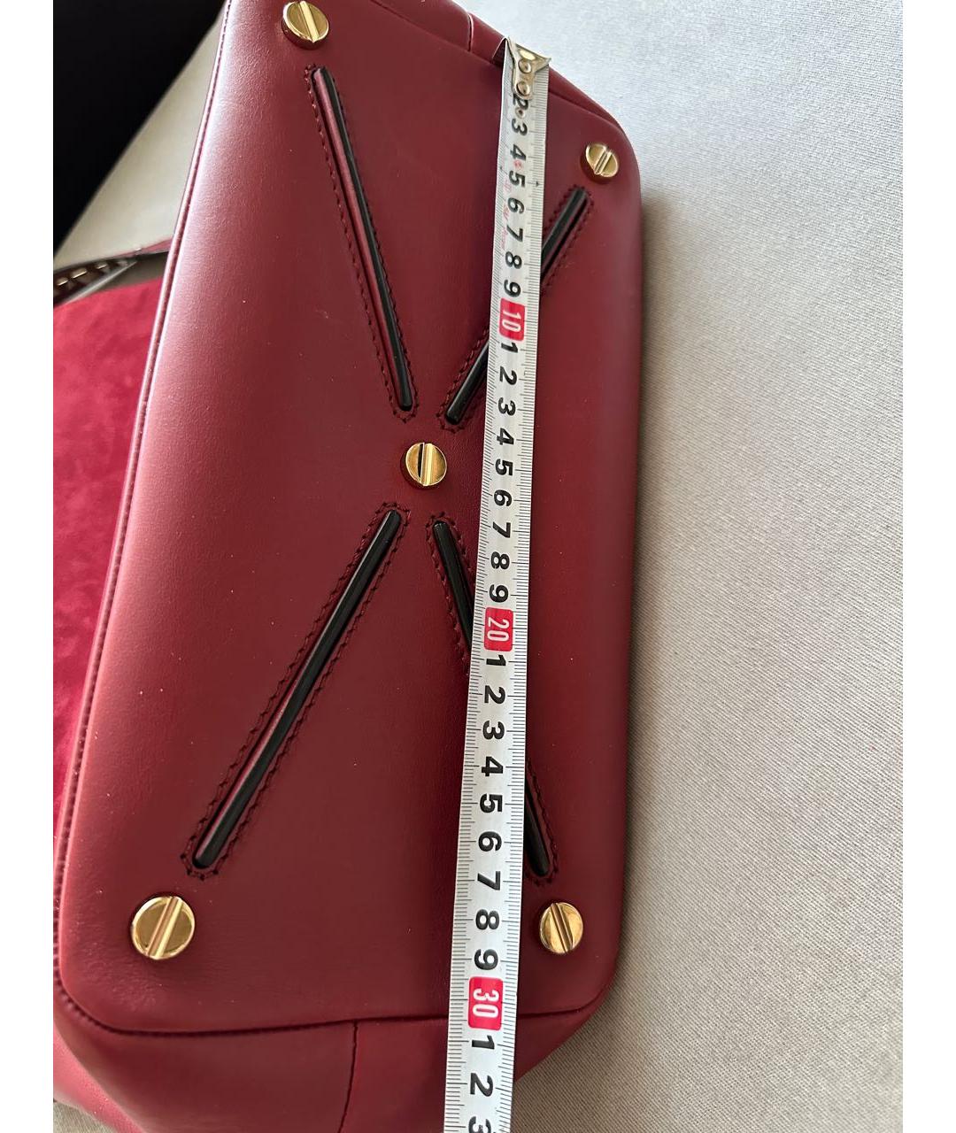 VALENTINO Бордовая кожаная сумка с короткими ручками, фото 6