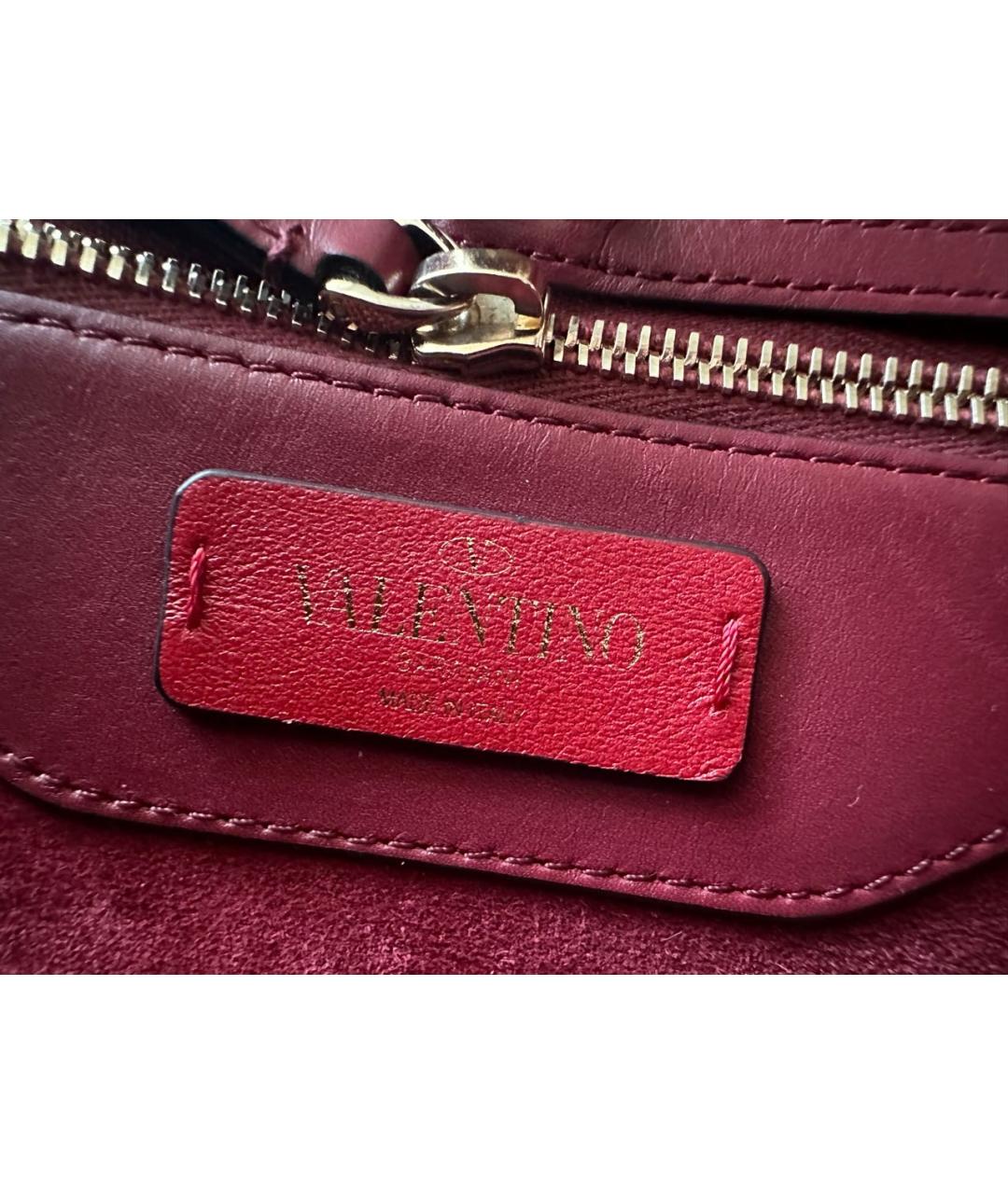 VALENTINO Бордовая кожаная сумка с короткими ручками, фото 7