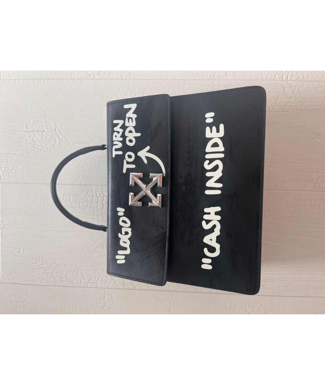OFF-WHITE Черная сумка с короткими ручками из искусственной кожи, фото 9
