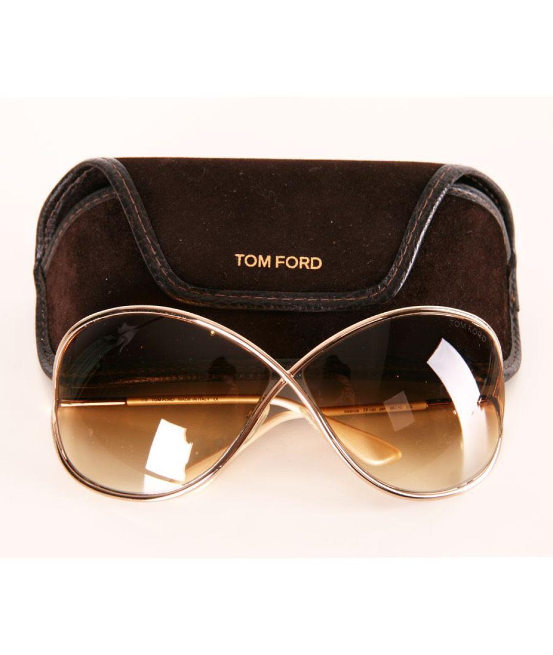 TOM FORD EYEWEAR Бежевые пластиковые солнцезащитные очки, фото 6