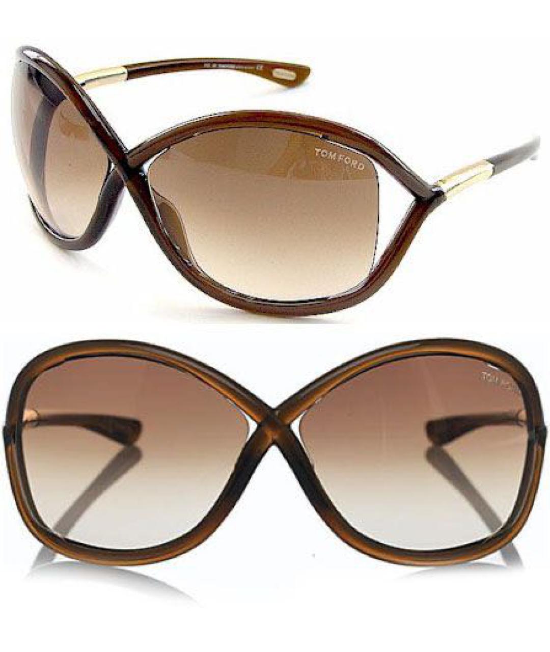 TOM FORD EYEWEAR Бежевые пластиковые солнцезащитные очки, фото 8