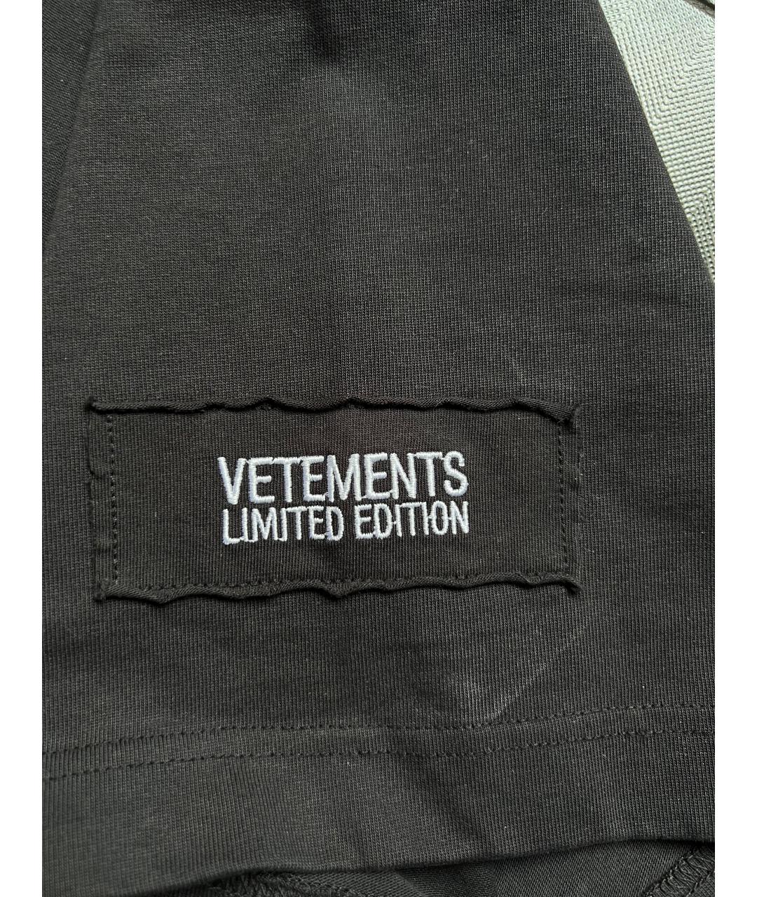 VETEMENTS Черная хлопковая футболка, фото 3