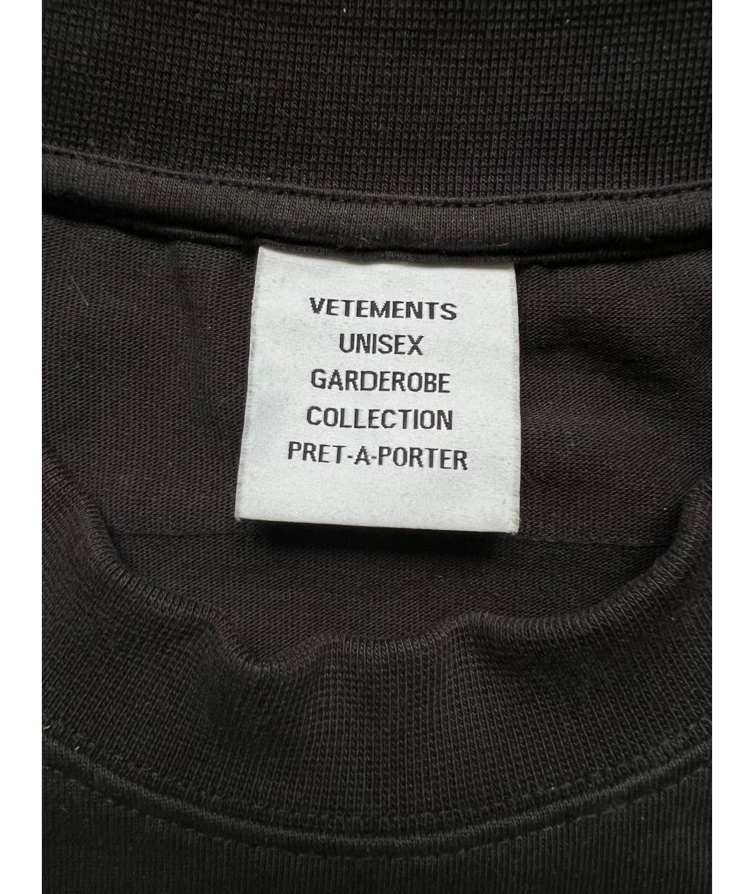 VETEMENTS Черная хлопковая футболка, фото 4