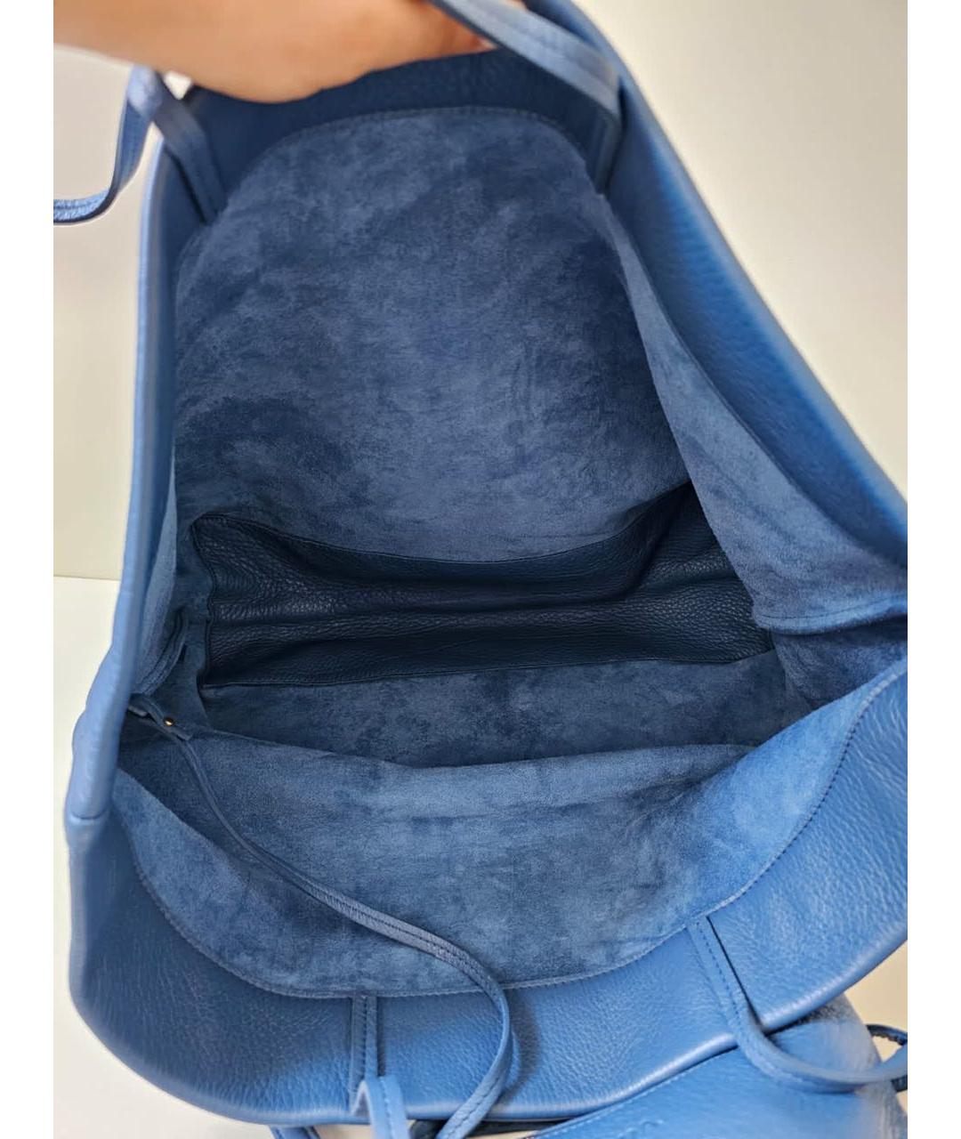 PRADA Голубая кожаная сумка с короткими ручками, фото 6