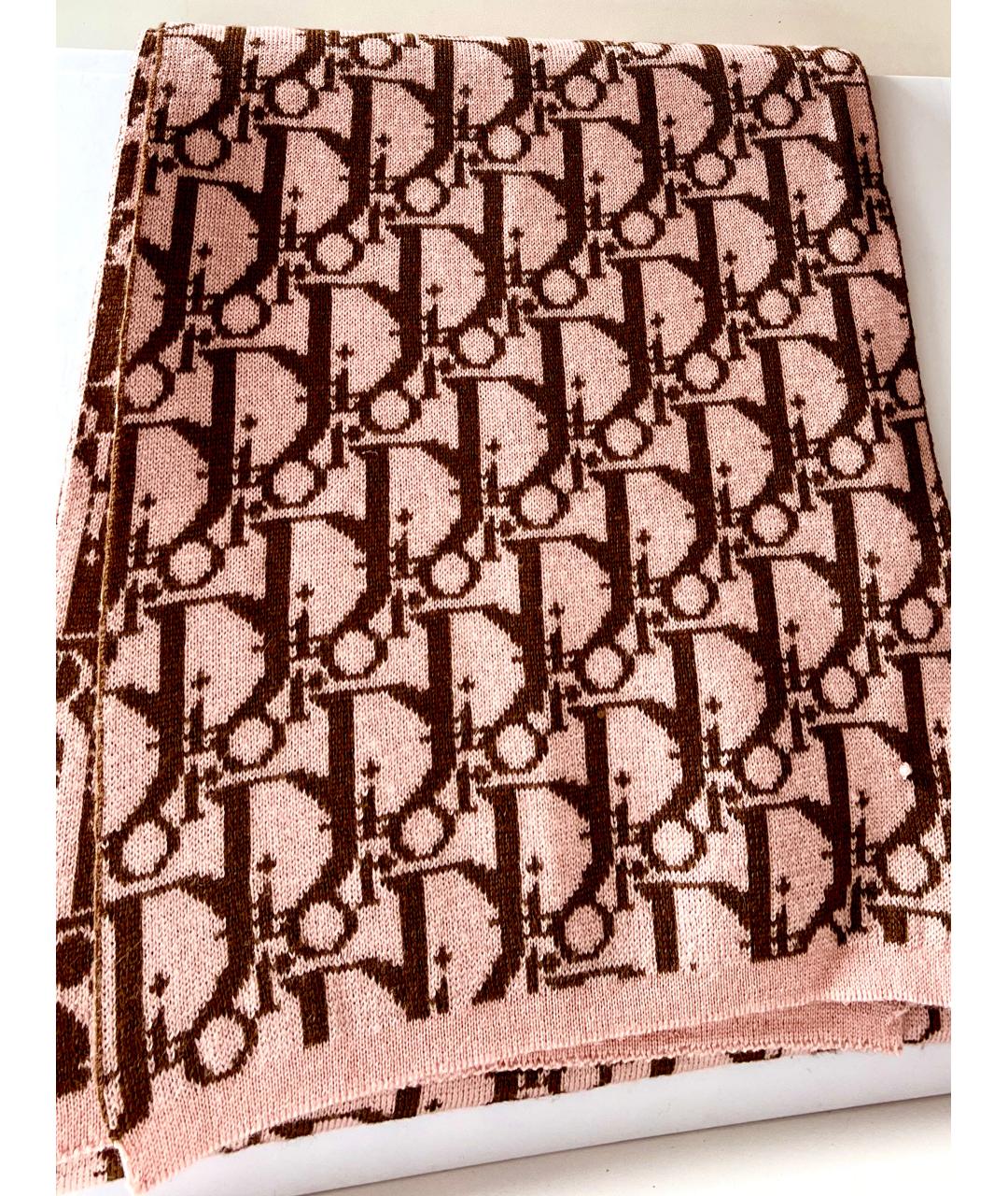 CHRISTIAN DIOR Розовый шерстяной шарф, фото 8