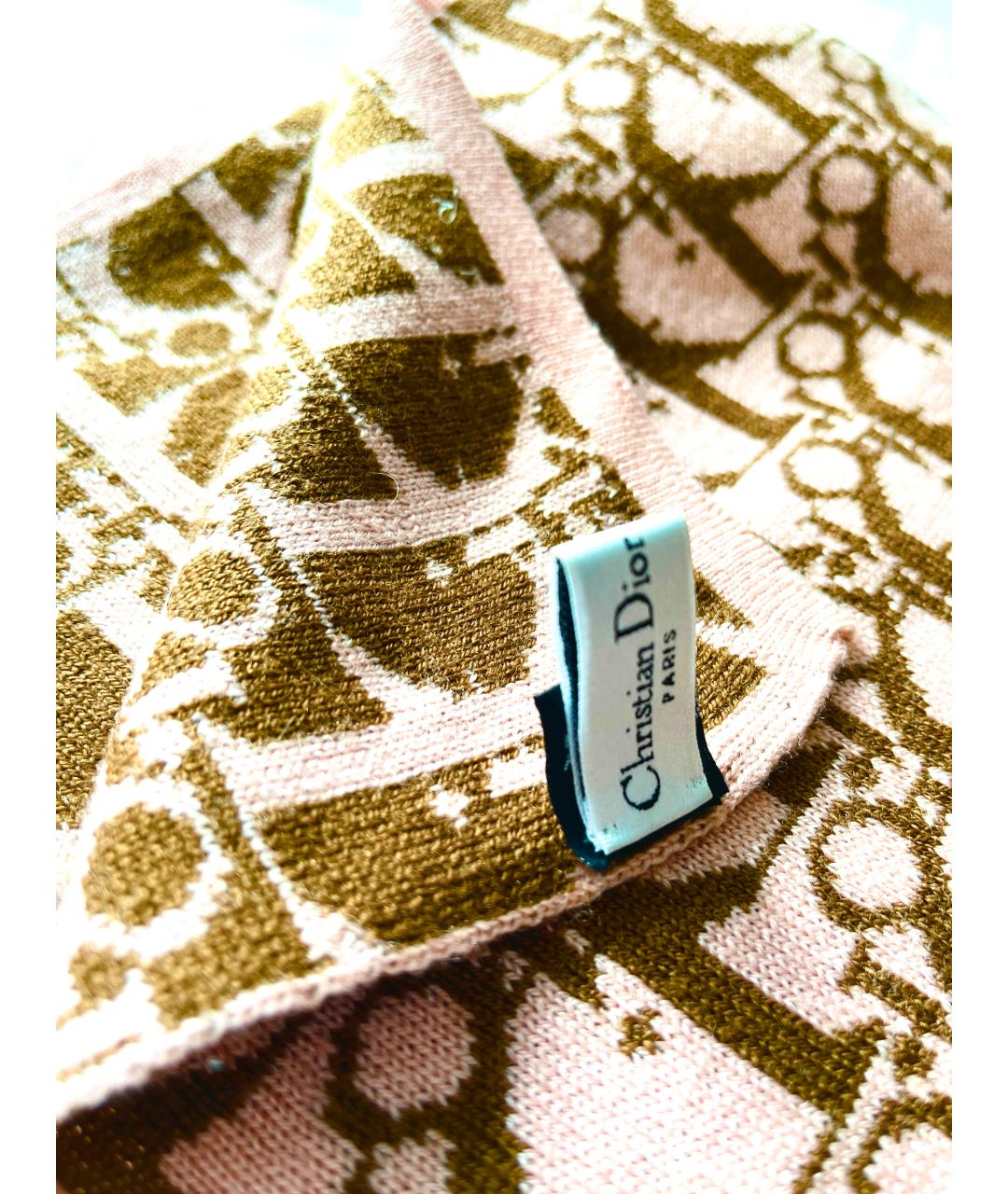 CHRISTIAN DIOR Розовый шерстяной шарф, фото 4