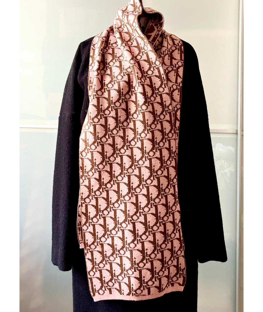 CHRISTIAN DIOR Розовый шерстяной шарф, фото 2