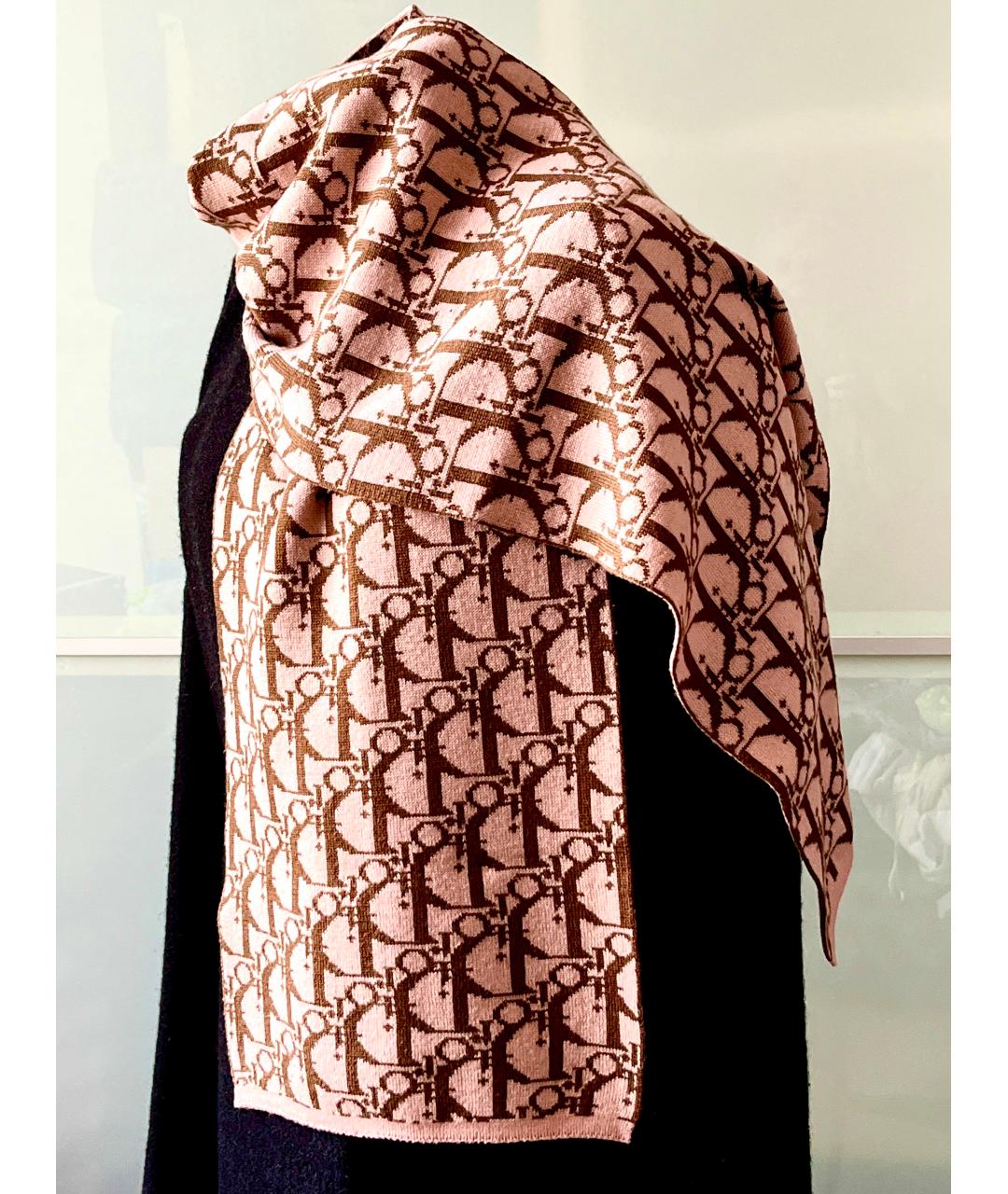 CHRISTIAN DIOR Розовый шерстяной шарф, фото 7