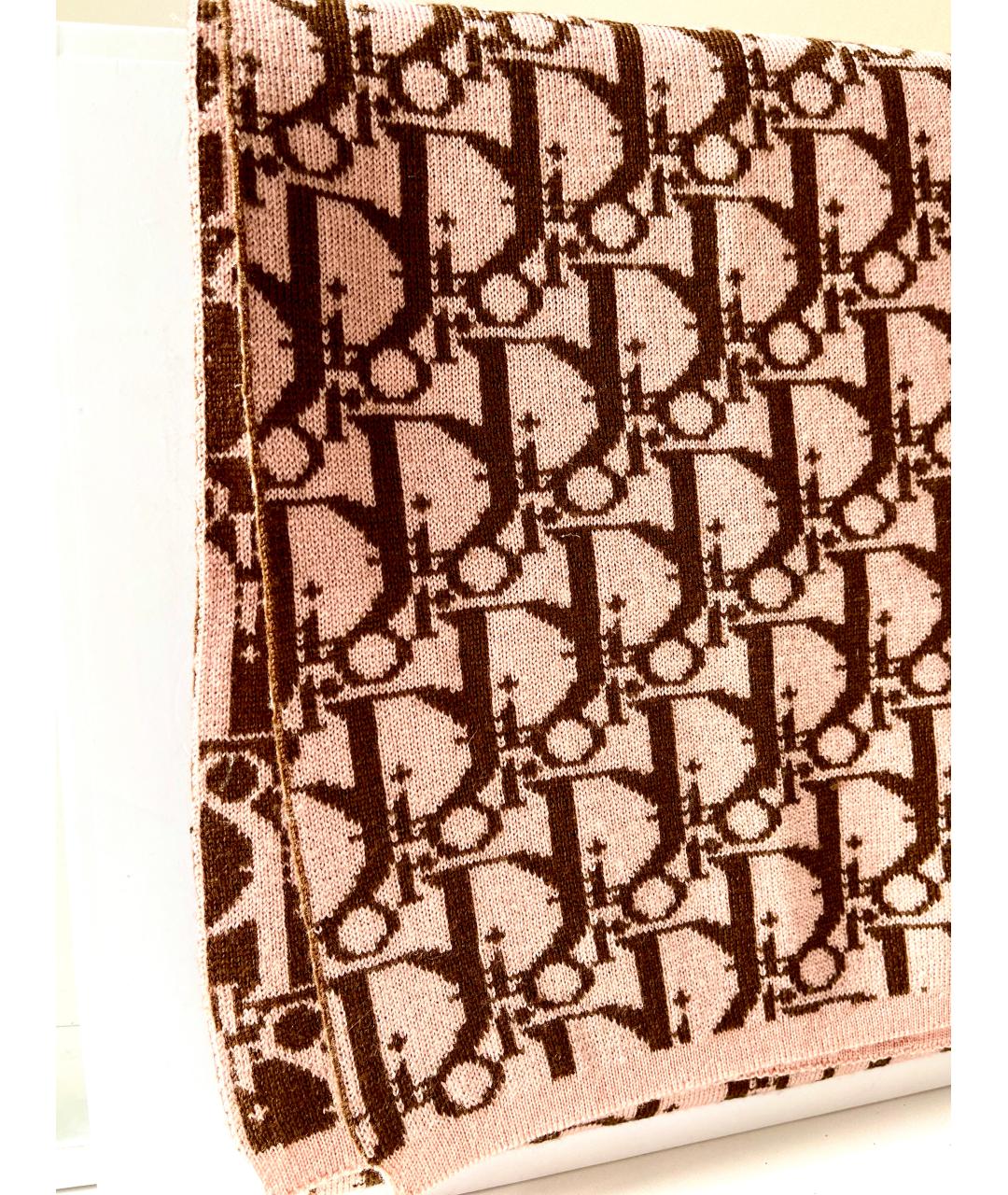 CHRISTIAN DIOR Розовый шерстяной шарф, фото 6