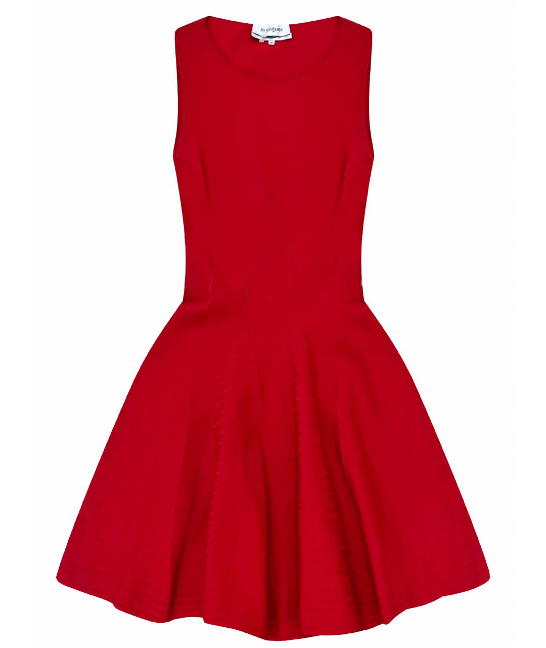 SAINT LAURENT Красное хлопко-эластановое повседневное платье, фото 1