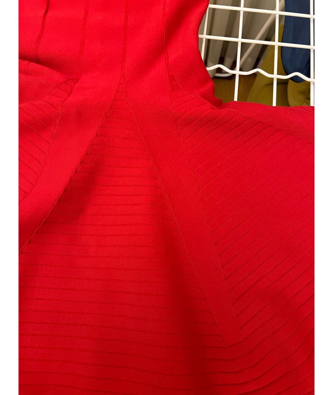 SAINT LAURENT Красное хлопко-эластановое повседневное платье, фото 6