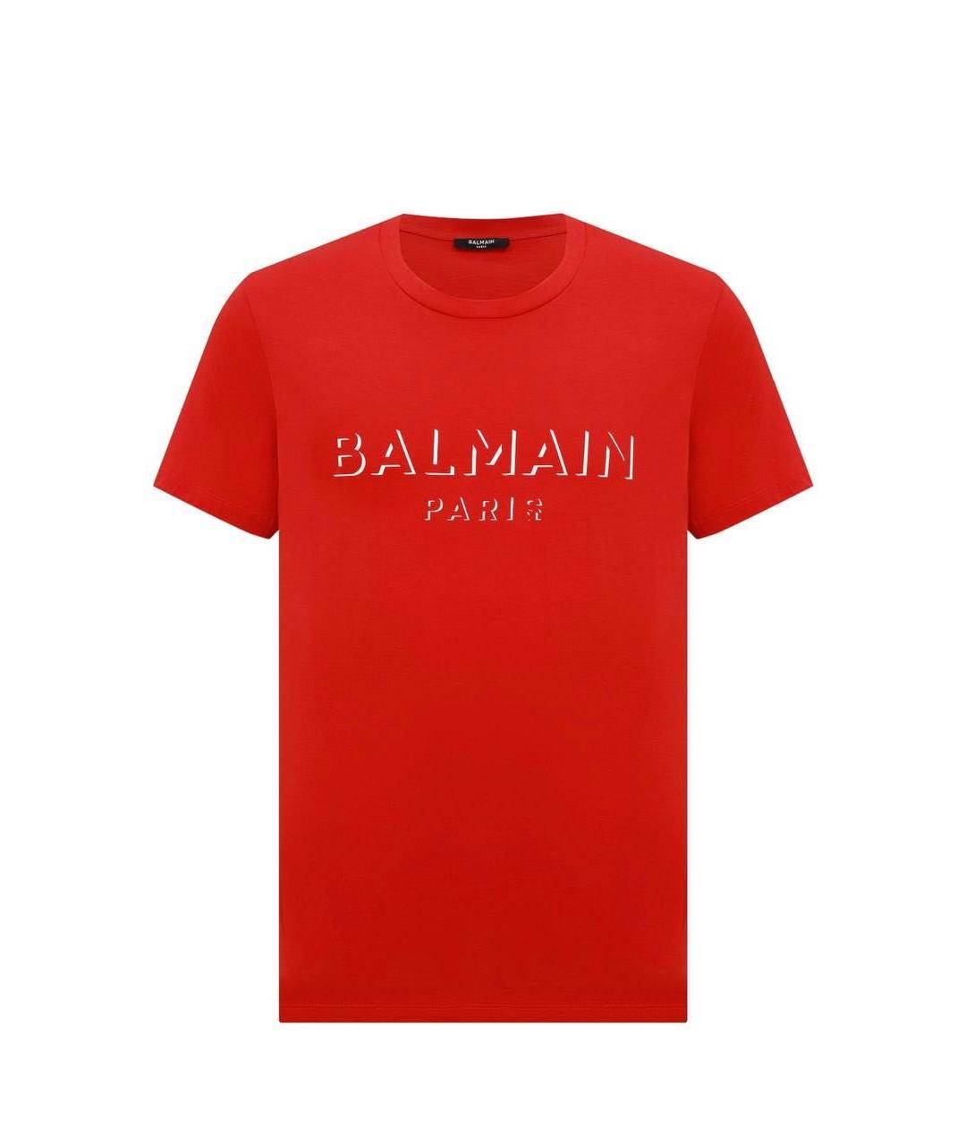 BALMAIN Красная хлопковая футболка, фото 2