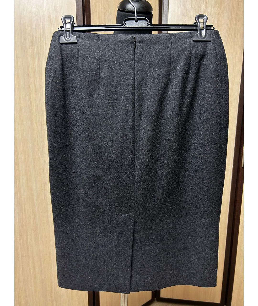 BRUNELLO CUCINELLI Антрацитовая шерстяная юбка миди, фото 2