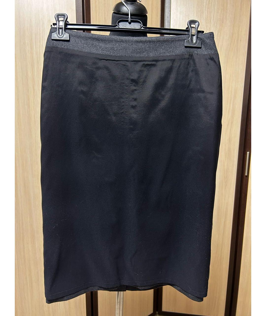 BRUNELLO CUCINELLI Антрацитовая шерстяная юбка миди, фото 5