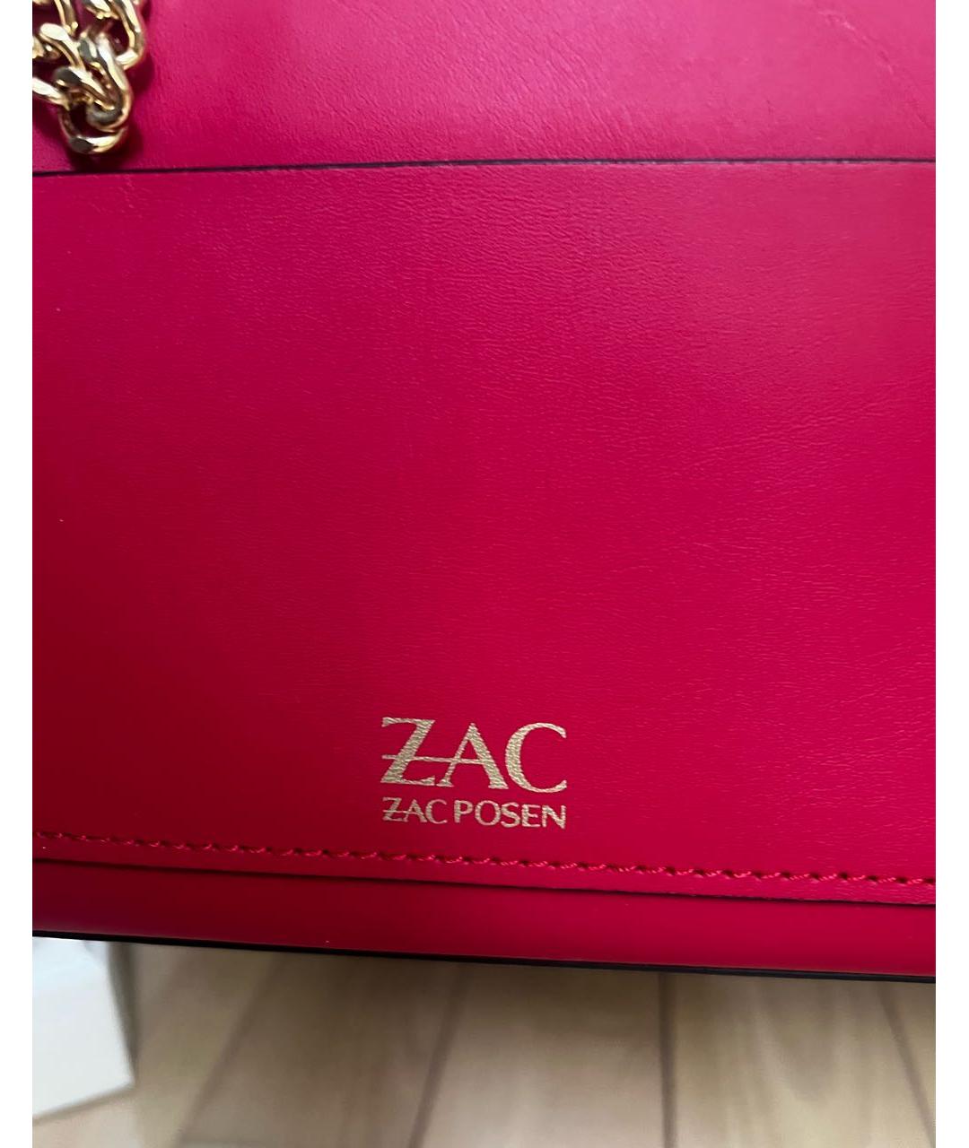 ZAC POSEN Розовая кожаная сумка с короткими ручками, фото 3