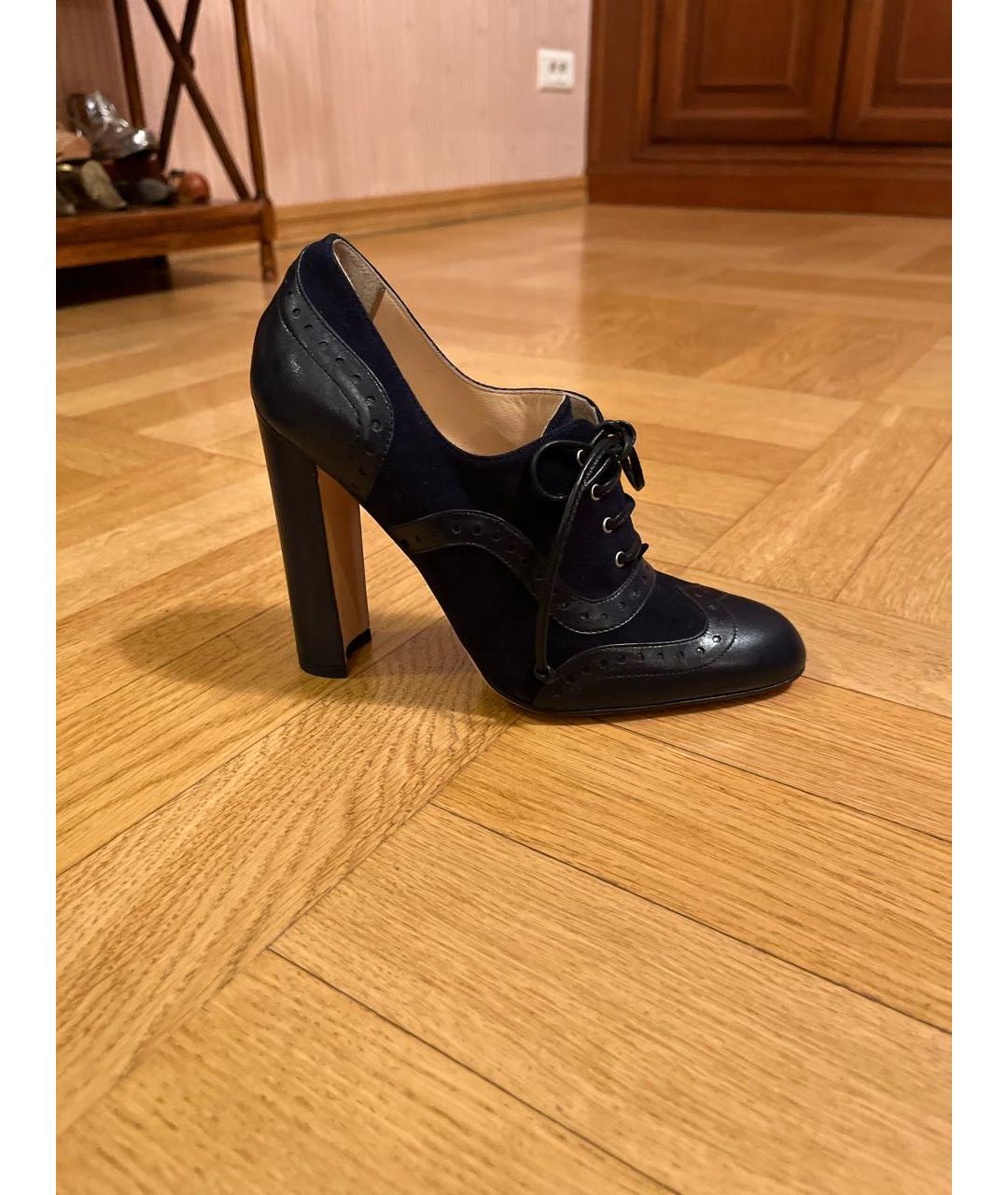 MANOLO BLAHNIK Темно-синие кожаные ботинки, фото 8