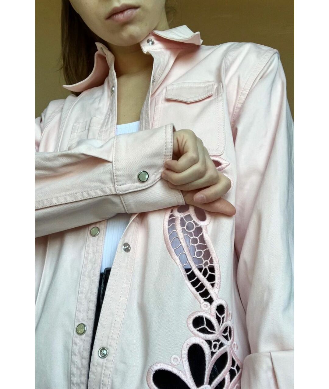 №21 Розовая хлопко-эластановая куртка, фото 6