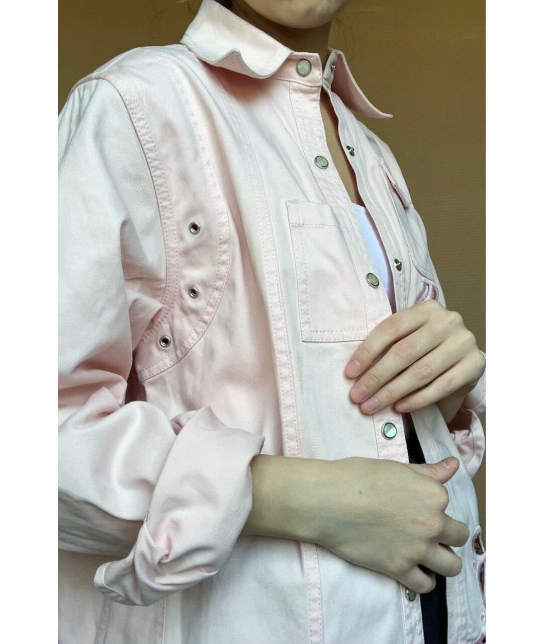 №21 Розовая хлопко-эластановая куртка, фото 7