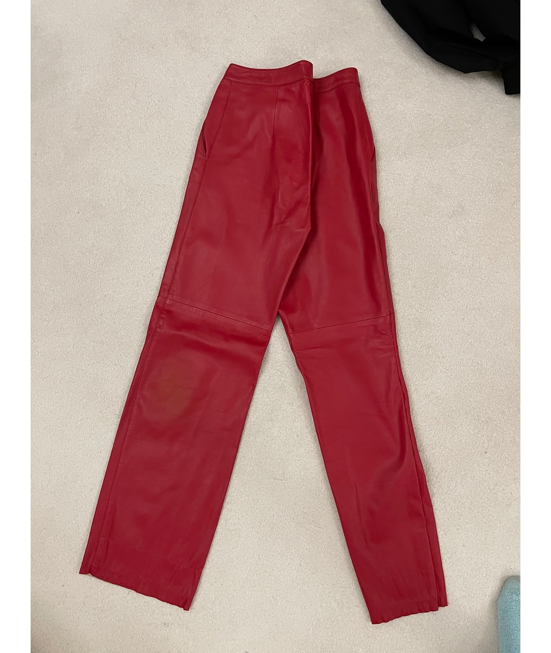 GIANFRANCO FERRE Красные кожаные прямые брюки, фото 2