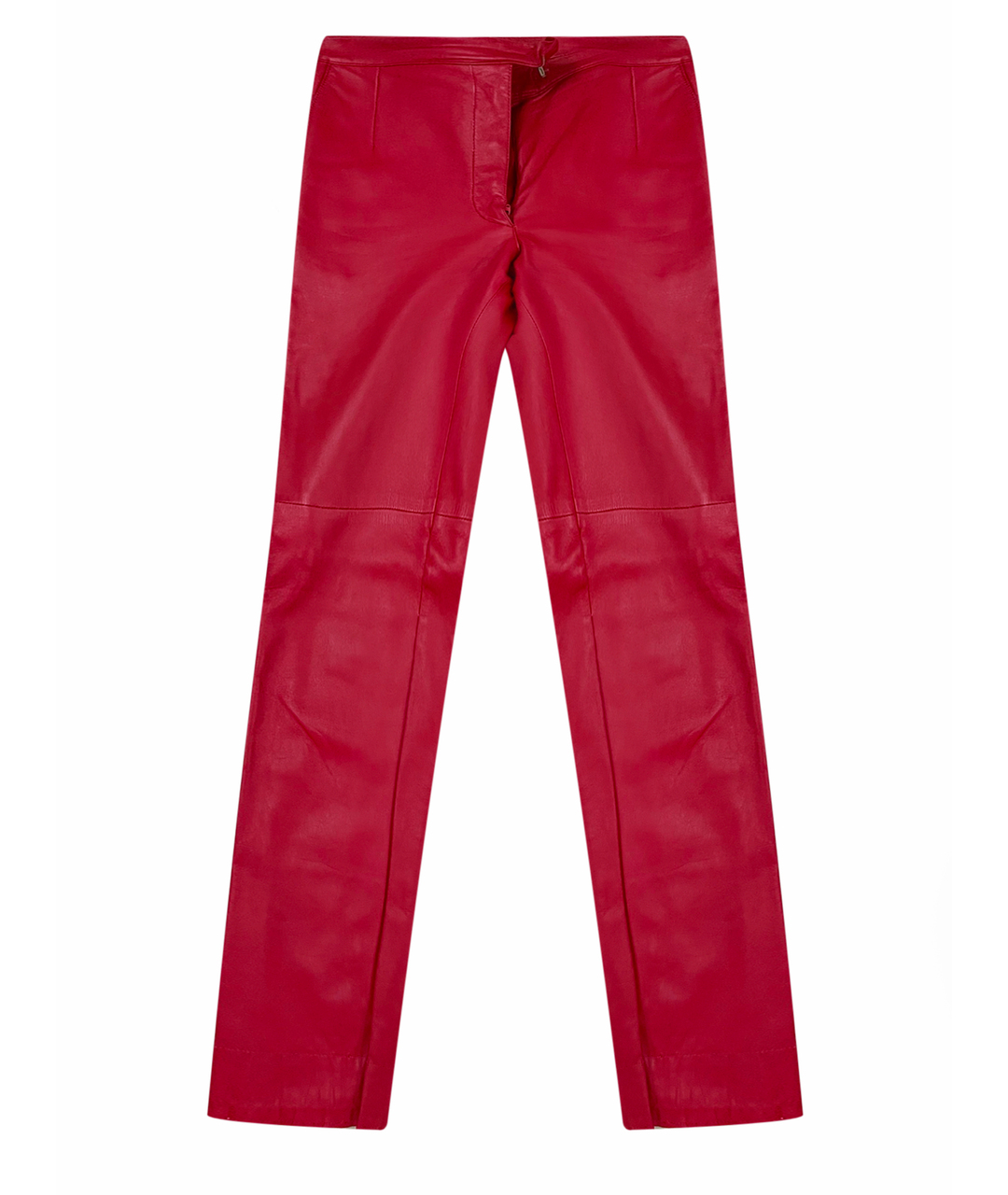 GIANFRANCO FERRE Красные кожаные прямые брюки, фото 1