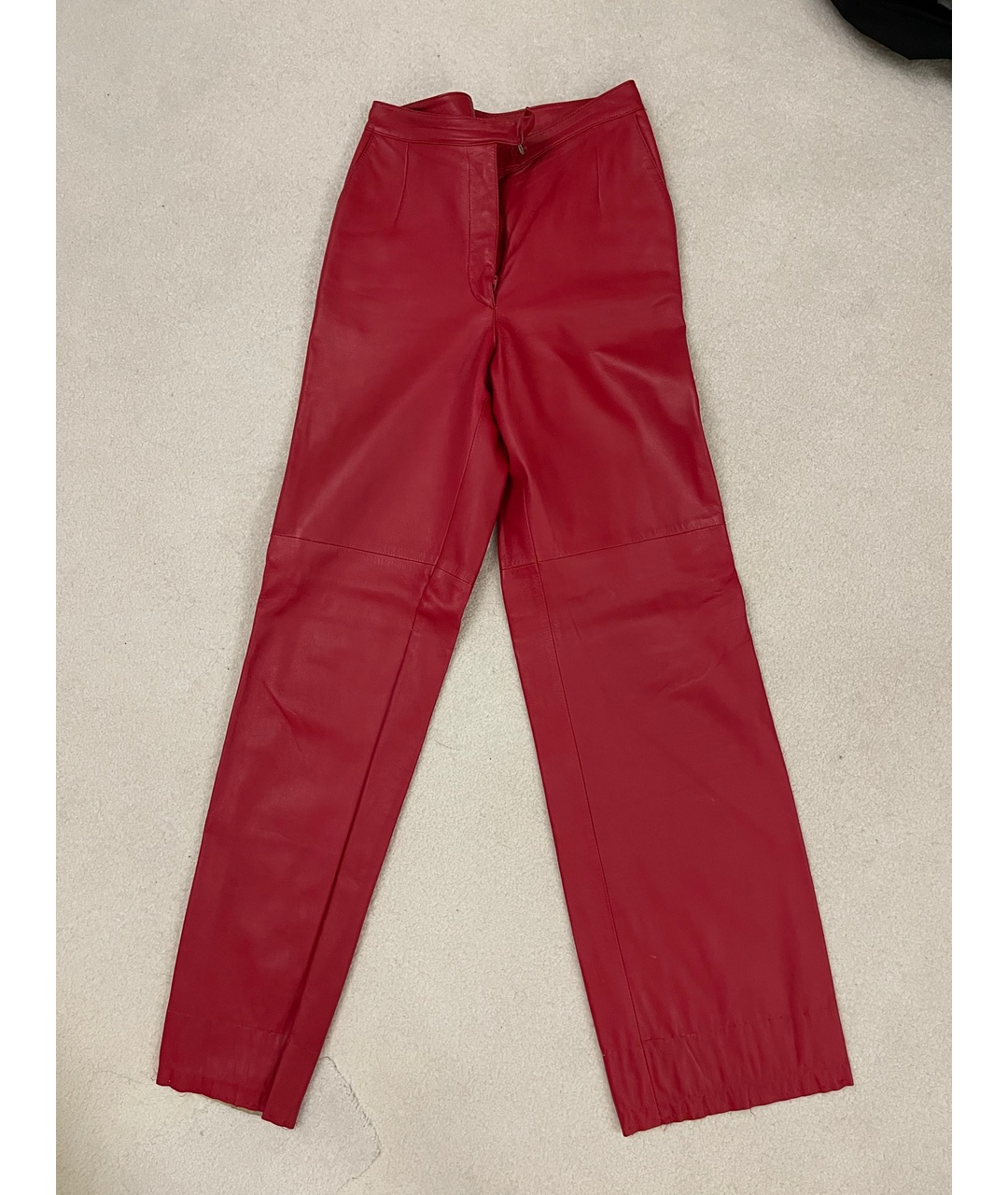 GIANFRANCO FERRE Красные кожаные прямые брюки, фото 5
