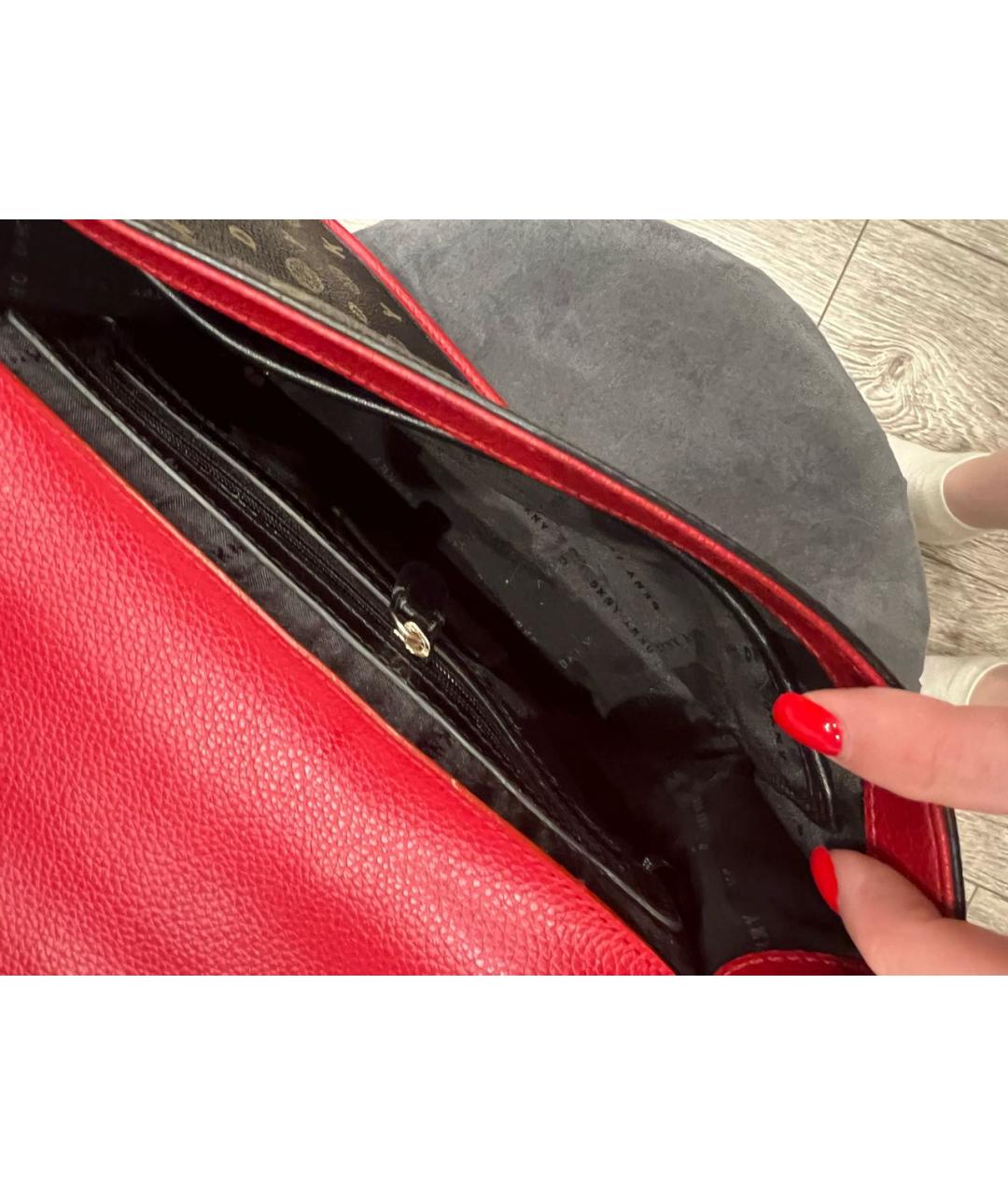 DKNY Красная кожаная сумка через плечо, фото 4