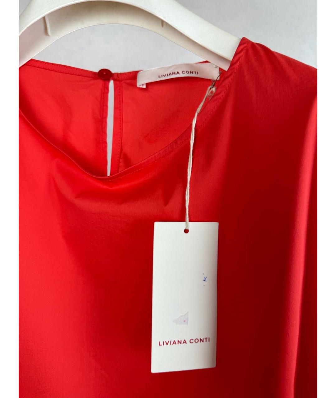 LIVIANA CONTI Красное хлопко-эластановое повседневное платье, фото 3