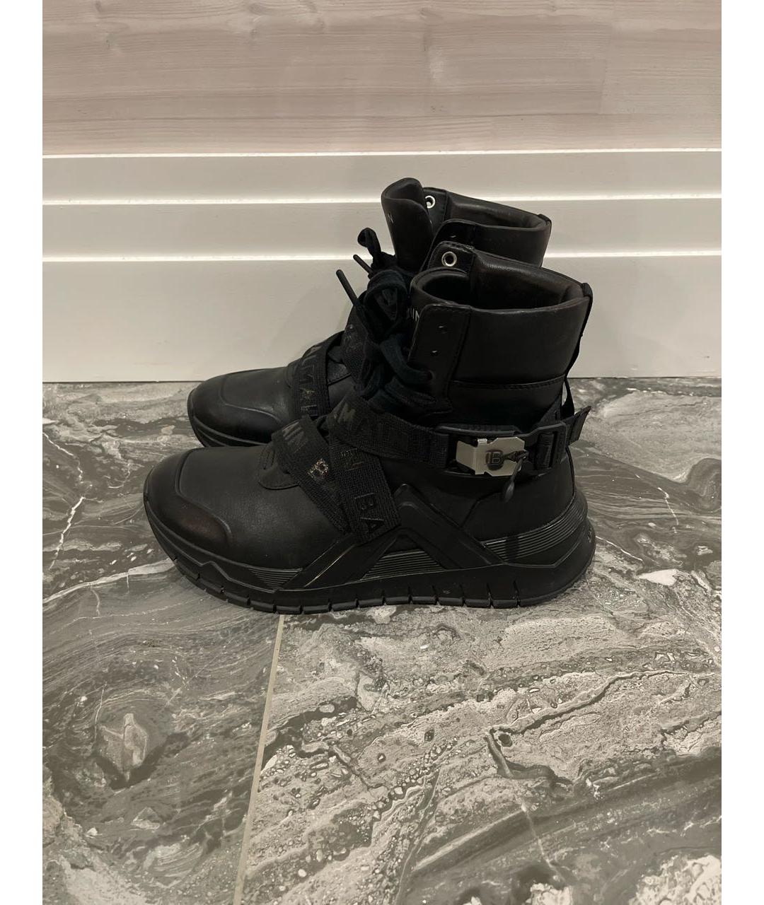 BALMAIN Черные кожаные высокие ботинки, фото 3