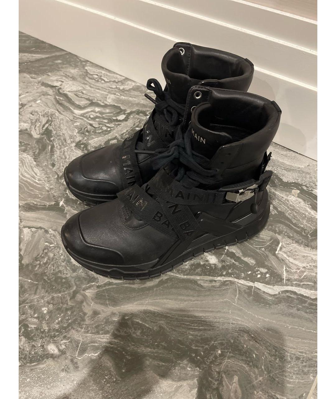 BALMAIN Черные кожаные высокие ботинки, фото 4